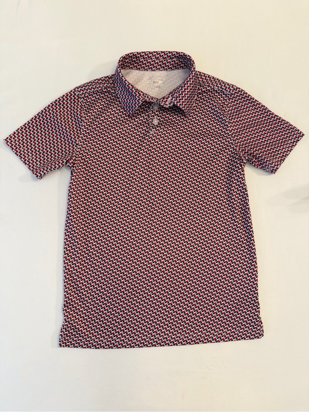 Boy’s Texas Flag Short Sleeve Performance Polo Shirt - Red Navy & White Size Sma